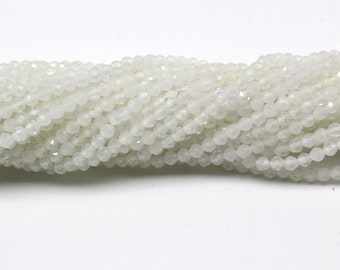 10mm Glowing Milky White Opalite Glass Faceted Round Beads – 12 Pieces