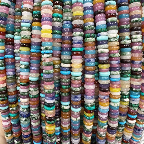 2*6mm Multi color Assorted Rainbow Gemstone Stone Flat Rondelle Beads Spacer Beads Full Strand Wholesale