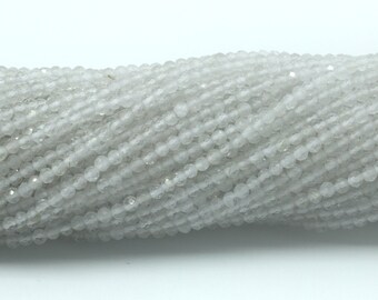 Clear White Crystal Quartz 2-3MM Micro Faceted Round Beads Full Strand Wholesale