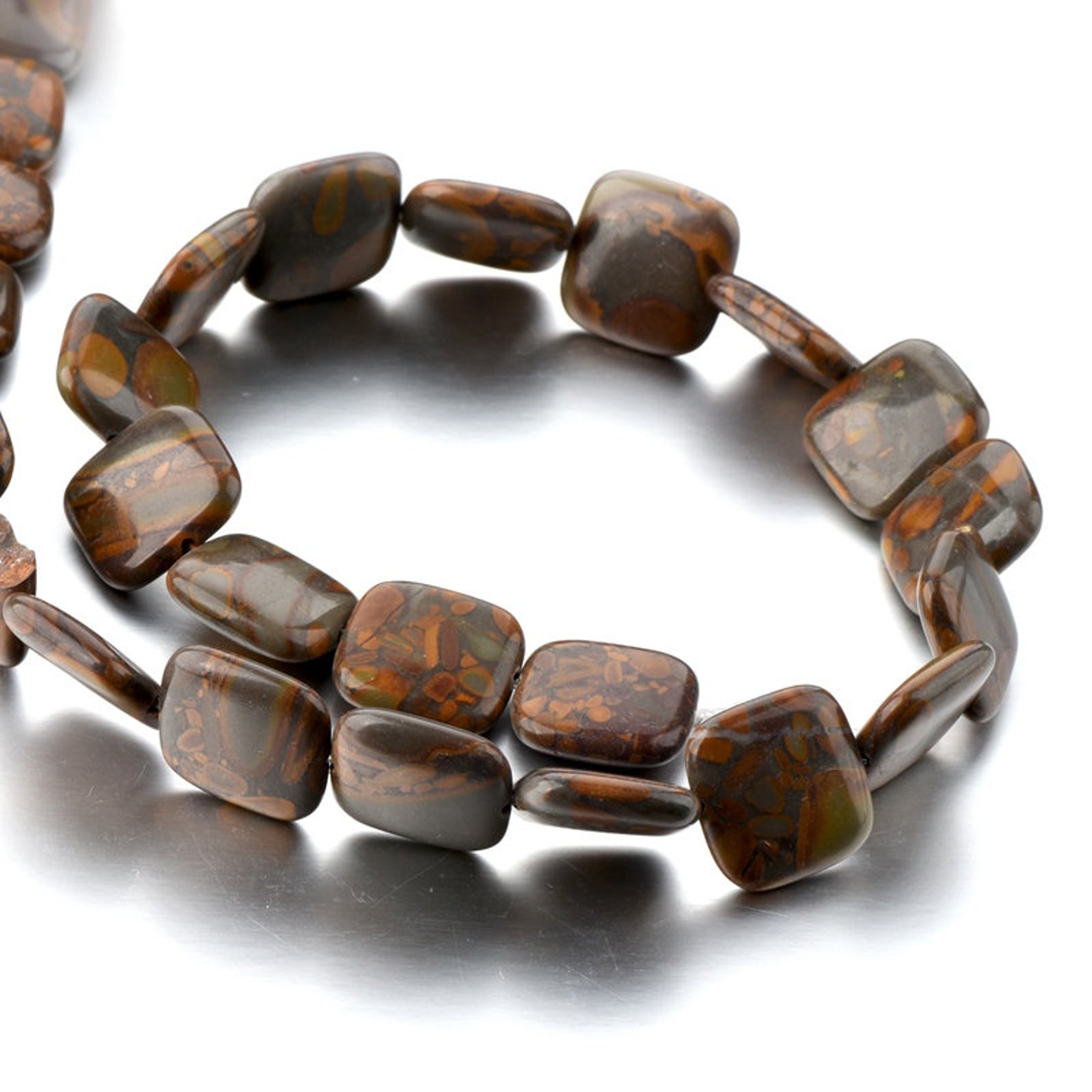 14mm Bamboo Leaf Jasper flat square beads 15 strand Etsy