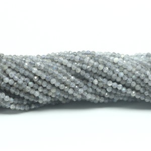 Natural Gray Labradorite Micro Faceted Round Beads, Loose Beads, 2mm Gemstone Beads, Full Strand, Wholesale