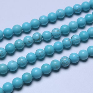 Blue turquoise round beads, loose beads, 4mm 6mm 8mm 10mm, Full Strand, Wholesale