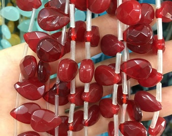 Rote Glas facettierte Tropfen Lose Perlen 10*14 mm für DIY Schmuckherstellung