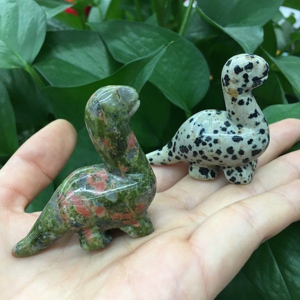 2" Crystal Dinosaur Figurine, Small Dinosaur Stone Statue, Dinosaur Brontosaurus Carving, Reiki Healing, Crystal Gift, Wholesale