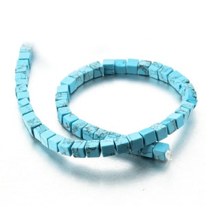 4/6/8mm Blue Turquoise Square Cube Beads, Synthetic Turquoise Box Beads, Full Strand, Wholesale