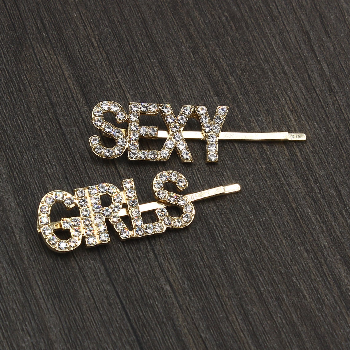 Sparkling Crystal Hair Clips Crystal Hair Clip English Word Etsy