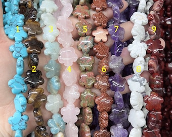 16mm Natural Gemstone Flower Shape Beads Strand, Stone Floral Carving  Loose Beads, Wholesale Supply