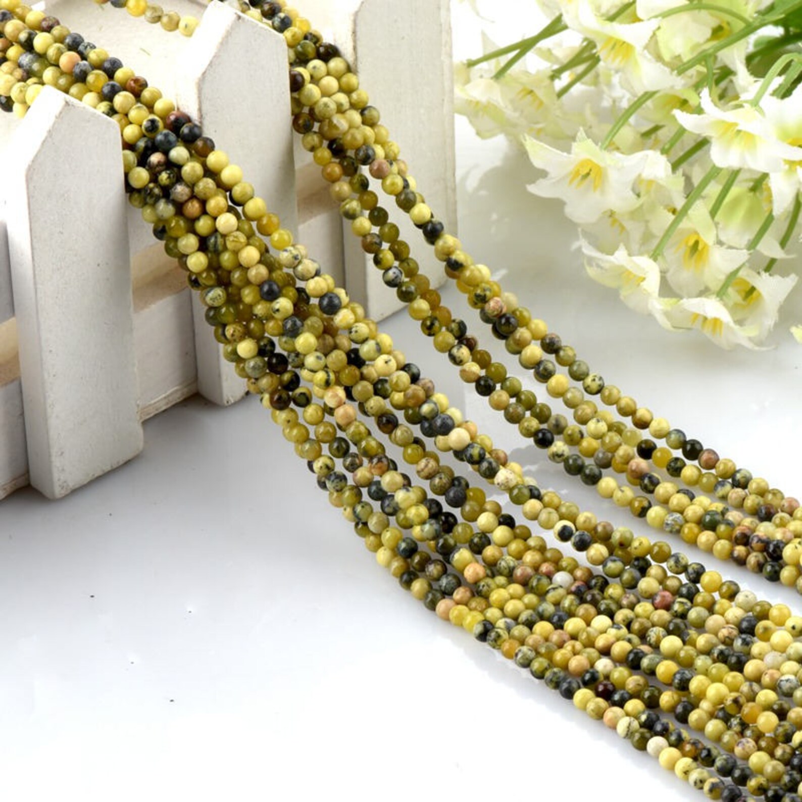 One Strand 3mm Yellow Turquoise Beads 1 Strand Yellow Green | Etsy