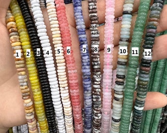 60+ Kinds, 2*6mm Gemstone Rondelle Beads, Stone Flat Rondelle Beads, Spacer Beads, Full Strand, Wholesale