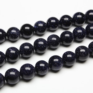 Blue Goldstone Beads, Natural Gemstone, Round Beads, Smooth Loose Beads - 4mm 6mm 8mm 10mm 12mm Full Strand Wholesale