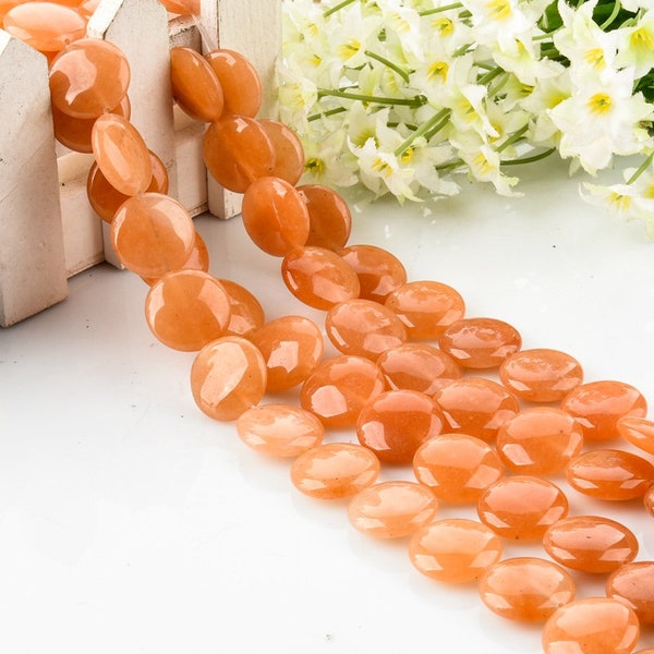 Red Aventurine Round Flat Beads 18mm Wholesale