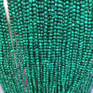 2/3/4mm Green Malachite Micro Faceted Round Bead, Star Faceted Gemstone, Synthetic Malachite, DIY Jewelry, Full Strand, Wholesale