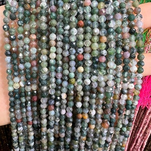 Natural Faceted Indian Agate Beads, Green Gemstone Beads, Fancy