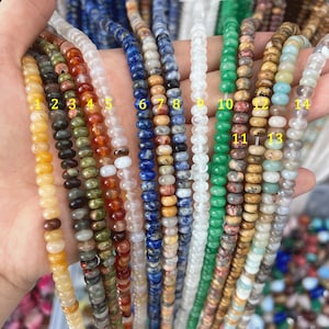 4x6mm Gemstone Rondelle Beads, Smooth Stone Rondelle Loose Beads for DIY Jewelry Making, Wholesale