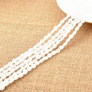 Weißer Quarz Stein Oval Flache Perlen 6 * 8mm für DIY Schmuck Herstellung Voll Strang Großhandel
