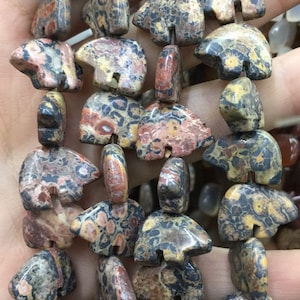 One Strand Leopard Skin Jasper Zuni Bear Gemstone Beads 18mm/25mm Wholesale