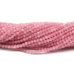 Rose Quartz Faceted Round Loose Beads 3mm Pink Gemstone Wholesale
