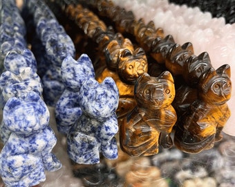 2" Crystal Cat Carving Statue, Hand Carved Gemstone Cat Figurines, Spirit Animal, Home Decoration, Healing Crystal, Crystal Gift, Wholesale
