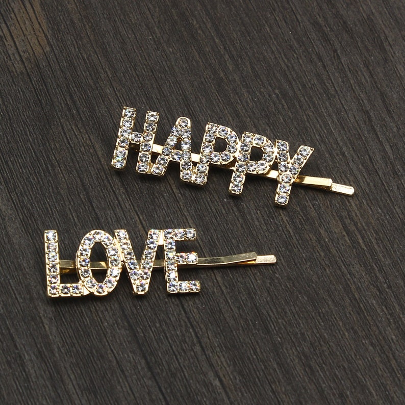 Sparkling Crystal Hair Clips Crystal Hair Clip English Word Etsy