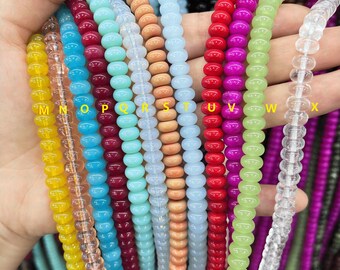 thumbnail image 2 of Natural Brazil Red Jade Gemstone Rondelle Beads 5x8mm Faceted 15" Strand 2 of 6