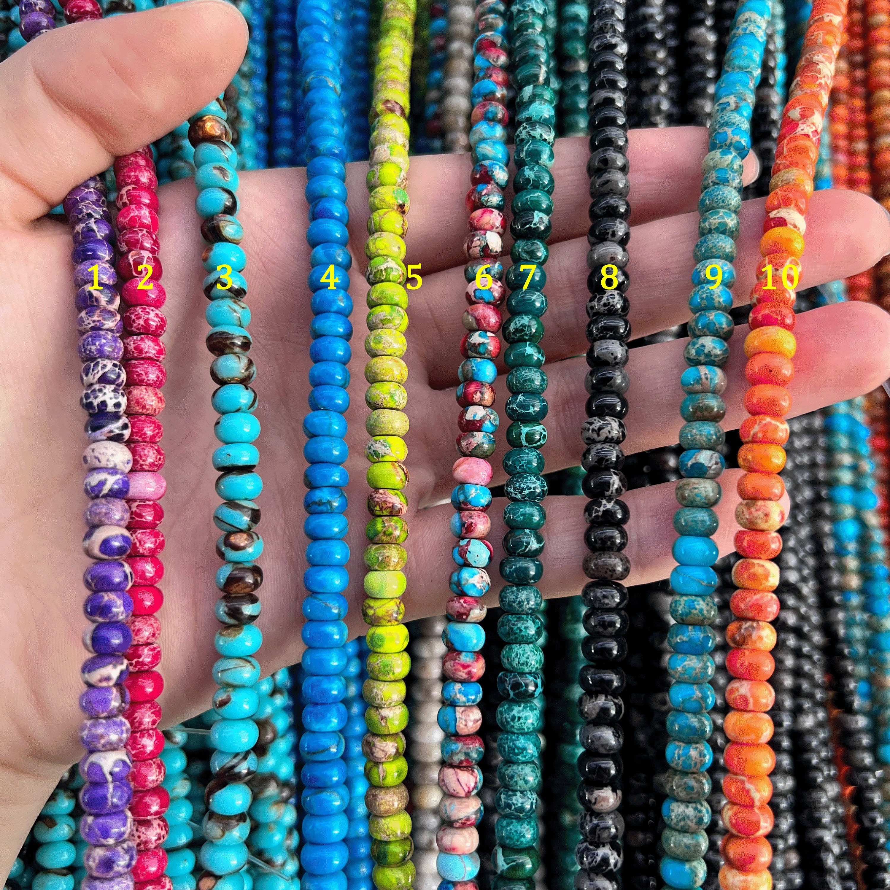 4x6mm Imperial Jasper Rondelle Beads, Dyed Jasper Loose Beads, Full Strand, DIY Jewelry, Wholesale