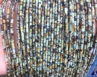 2*4mm Natural African Turquoise Tube Beads, Small Gemstone Rectangle Tube Beads, Wholesale Beads, DIY Jewelry, Full Strand