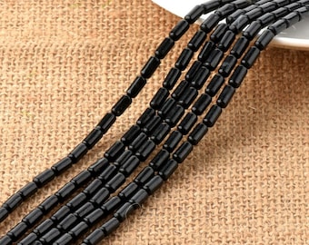 Ein Strang 4*8mm Zylinderrohr Black Stone Bead Natural Edelstein Perlen