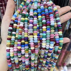 8mm Rainbow Rondelle Bead, Mixed Multi Color Bead Strand, 5x8mm Smooth Rondelle Bead for DIY Jewelry Making