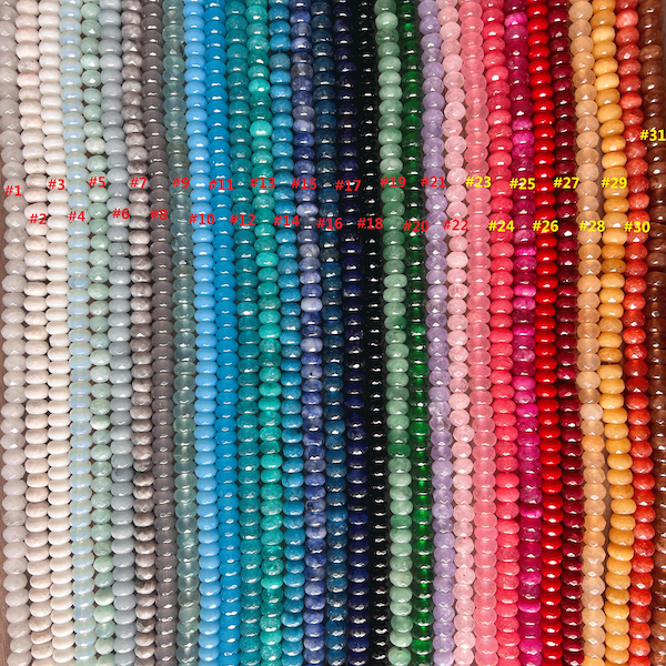 5*8mm Colored Jade Faceted Rondelle Beads, Rainbow Beads, Cute Beads, Loose Beads, Full Strand, Wholesale