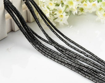 Ein Strang Schwarzer Stein 3*5MM Rechteck Röhrenperlen Vollstrang Großhandel