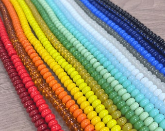 8mm Glass Rondelle Beads, Smooth Candy Color Abacus Beads, 5x8mm Spacer Beads, Jewelry Making