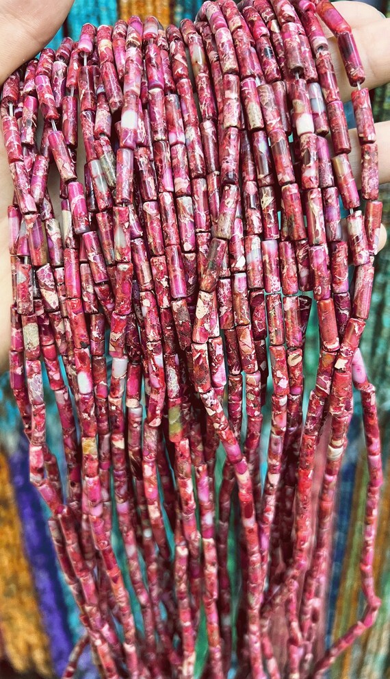 Perline Tubolari Sciolte In Pietra Preziosa Naturale Diaspro - Foto 9