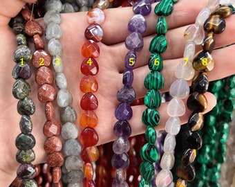 Cuenta en forma de corazón facetada de piedras preciosas de 10 mm, cuenta de corazón de piedra natural para la fabricación de joyas de bricolaje, suministro al por mayor