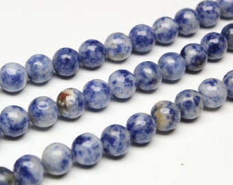 Blauer Jaspis Runde Perlen, Blau Glatte Runde Edelstein Perlen, 4mm 6mm 8mm 10mm, Voller Strang, Großhandel