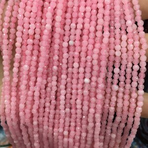 3/4mm Quartz Faceted Round Beads Pink Jade Transparent Pink Red Faceted Gemstone Glass Beads Full Strand Wholesale