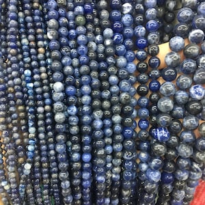 Natural Dark Blue Sodalite 4mm/6mm/8mm/10mm Smooth Loose Round Bead Genuine Gemstone Full Strand  Wholesale