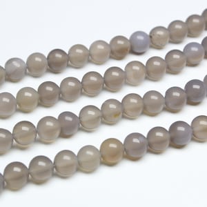 Gray Agate Round Beads Smooth Loose Beads 4mm 6mm 8mm 10mm 12mm 14mm Full Strand