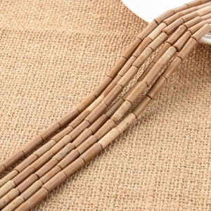 One Strand Sand Stone Round Smooth Cylinder Tube Natural Gemstone Beads 4*13mm
