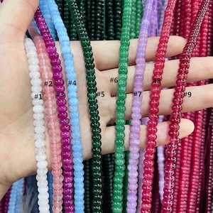 60+ Kinds 4x6mm Colored Jade Rondelle Beads, Cute Beads Gifts, Smooth Rondelle Loose Spacer Beads, DIY Jewelry, Wholesale Beads