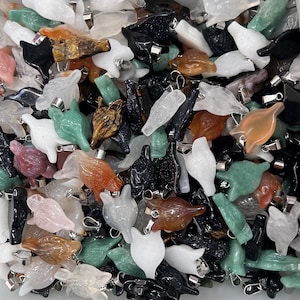 Mini Crystal Fox Head Pendant, Hand Carved Gemstone Fox Head Ornaments, Animal Skull Charm Pendant, Healing Crystal Gift, Wholesale