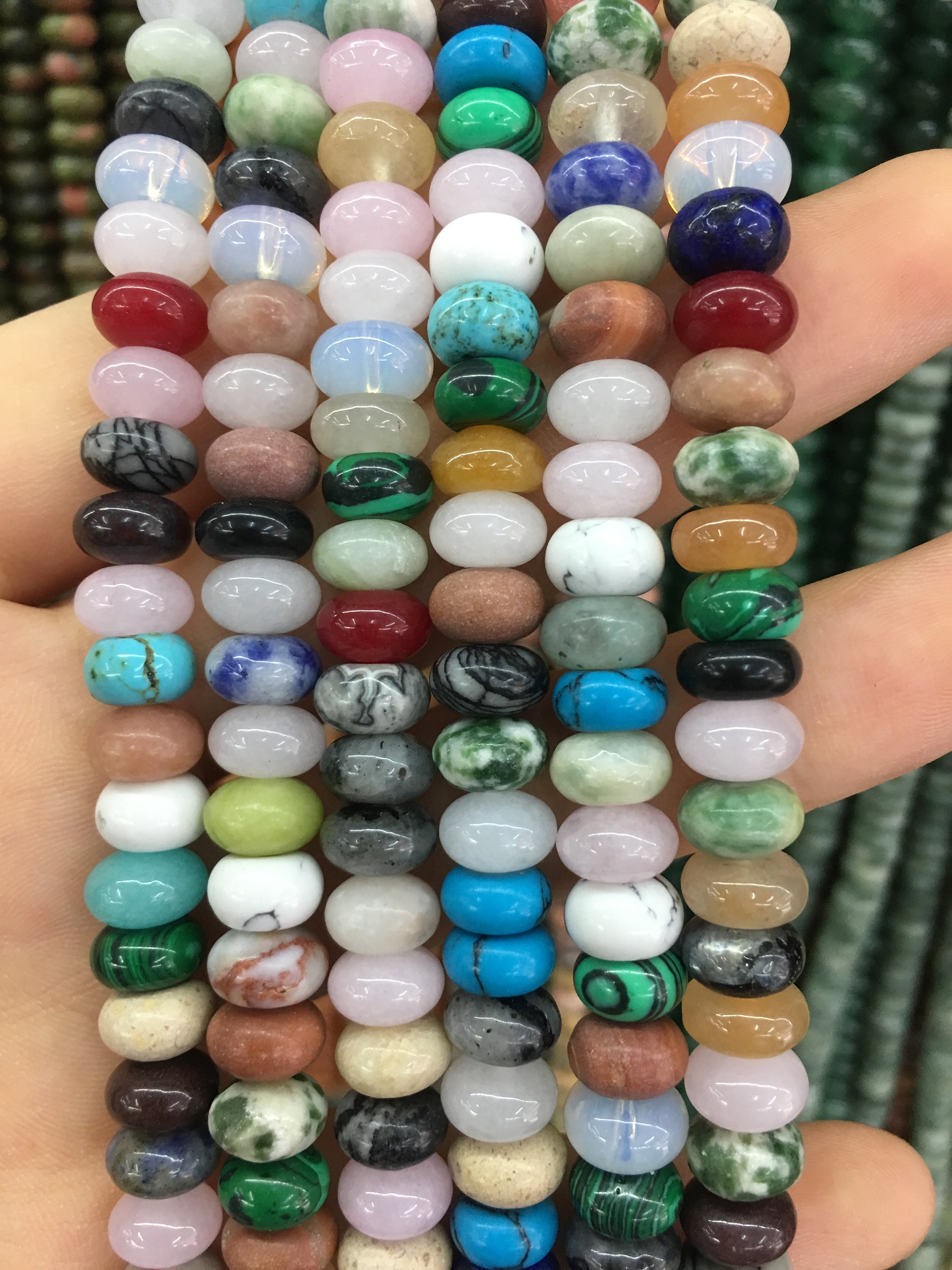 TOAOB 400pcs Multi-Color Rondelle Spacer Beads - 6mm & 8mm Crystal Rhinestone Beads For Jewelry Making