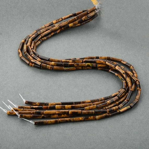 Perles Rectangulaires œil De Tigre 100% Naturel - Lot En Gros Pour Bijoux - 13 Pouces - Fait Main En Inde