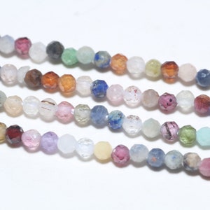 Multi Color Surtido Arco Iris Micro Facetado Piedra Preciosa 2-3mm Pequeñas Facetas Redondas Cuentas Redondas Full Strand al por mayor