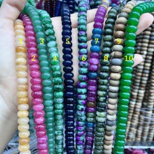 6x10mm Stone Rondelle Beads, Dyed Jade Rondelle Beads, Big Abacus Beads for Jewelry Making, Full Strand, Wholesale