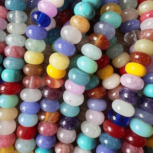 5*8mm Rainbow Rondelle Beads, Colorful Candy Beads, Mixed Color Assorted Rondelle Loose Beads, Full Strand, DIY Jewelry