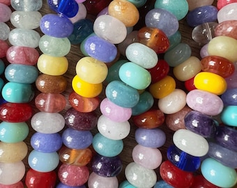 5*8mm Rainbow Rondelle Beads, Mixed Color Assorted Rondelle Loose Beads, Colorful Candy Beads, Full Strand, DIY Jewelry