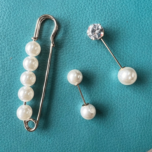 Safety Pins Set, Imitation Pearl, Gold Clothes Safety Brooches, Silk Scarf Buckle, Sewing Safety Pins Supply, DIY Jewelry, Accessories