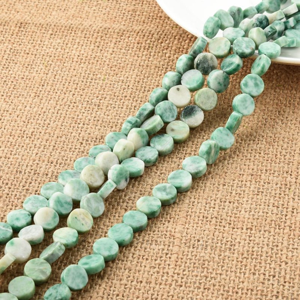 Green Spotted Round Flat Beads 10mm for DIY Jewelry Making Etsy