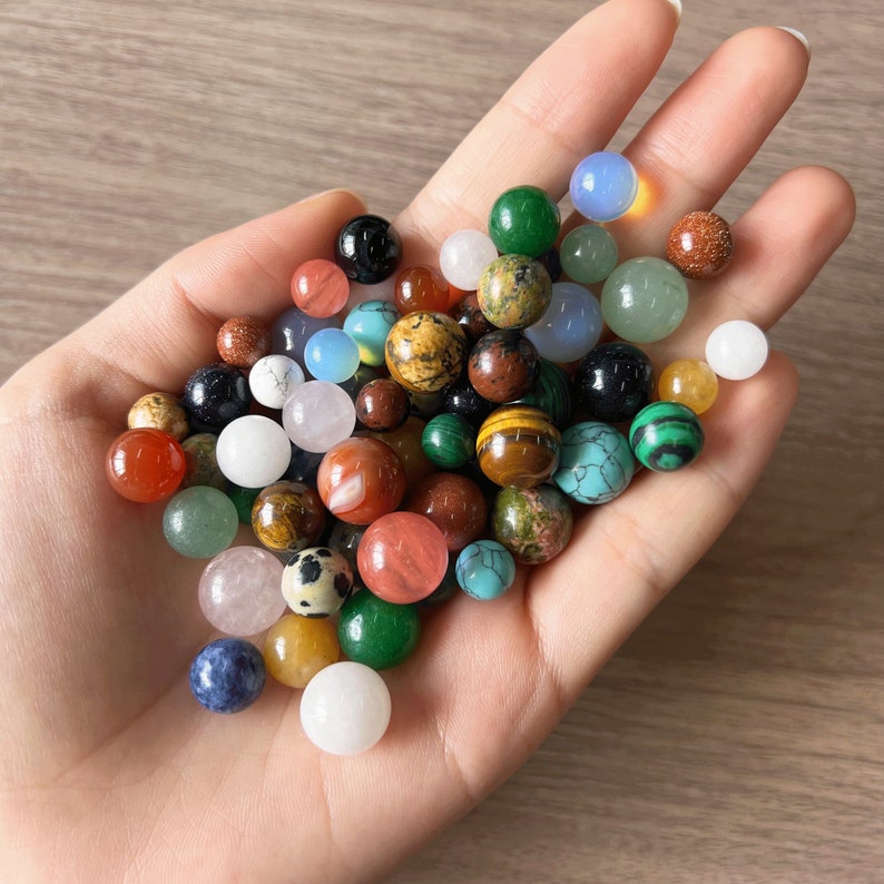 5pcs Mini Crystal Sphere No Hole Round Bead Quartz Crystal Etsy