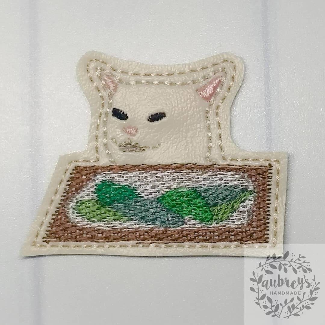 Cat Eating Salad Meme Badge Etsy